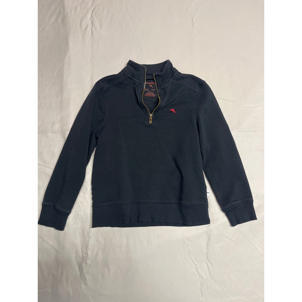 Tommy Bahama Kids Boys Black Quarter Zip Pullover Sweatshirt Size S 5/6 Marlin